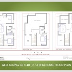 30 x 40 West Face 2 or 3 BHK Floor Plan
